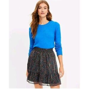 LOFT Women's Petite Shimmer Paisley‎ Tiered Skirt Elastic Waist Pull-on Size S